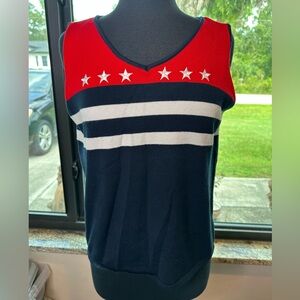 White Stag Vintage Sweater Vest Ladies American Flag Patriotic Size Large 12-14